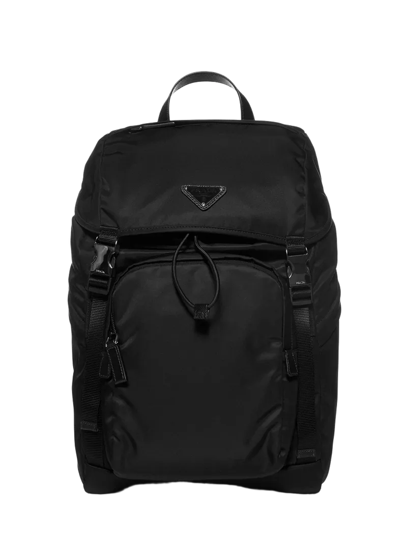 Prada Re-Nylon and Saffiano Leather Backpack — Black