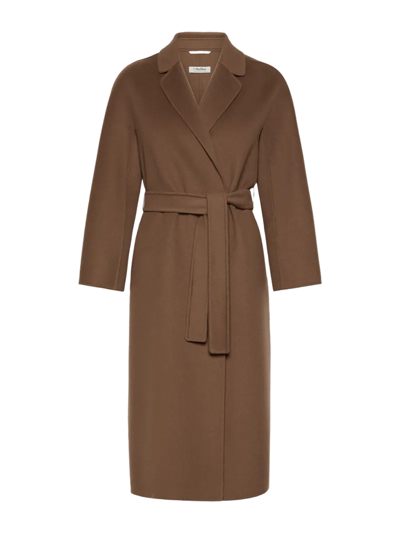 Wool broadcloth midi coat - MUD