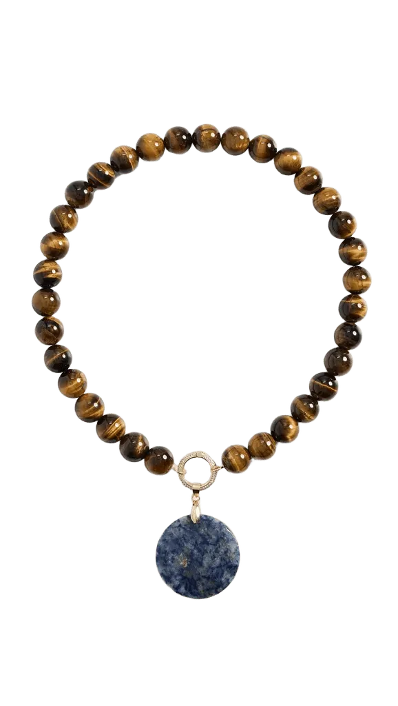 Tiger Eye Earth Drop Pendant Necklace