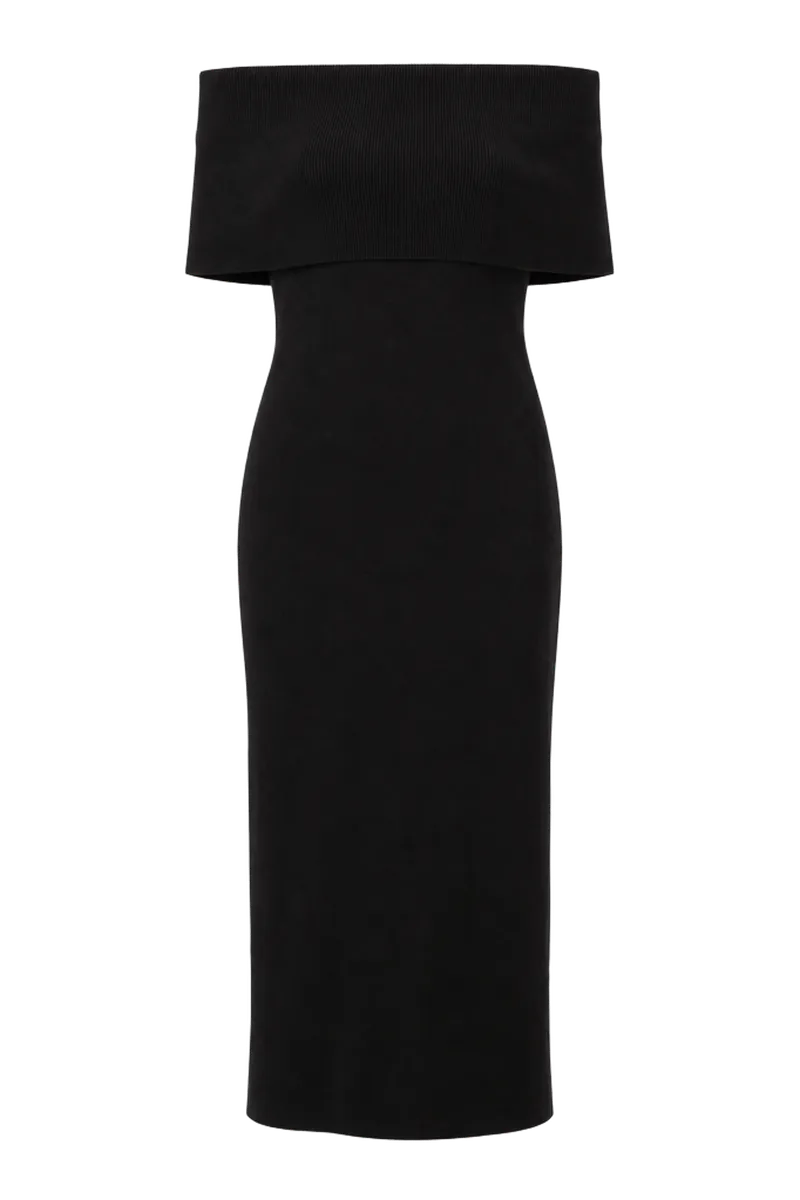 Black Off the Shoulder Sybil Sweater Dress