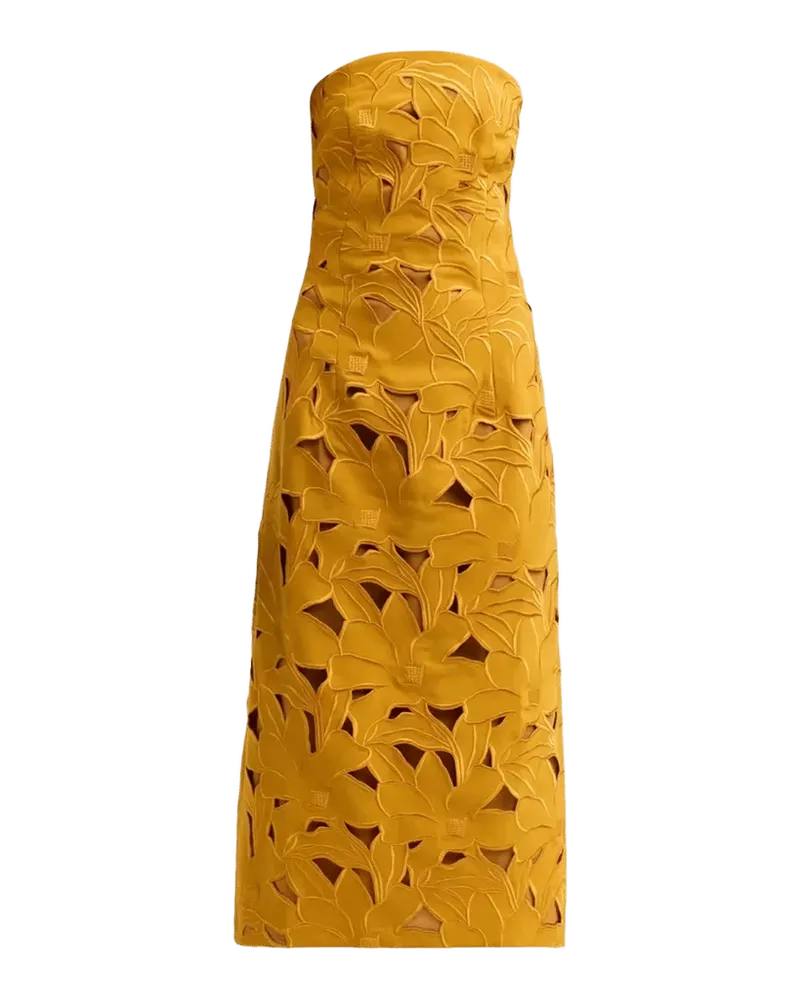 Pamela Embroidered Strapless Midi Dress