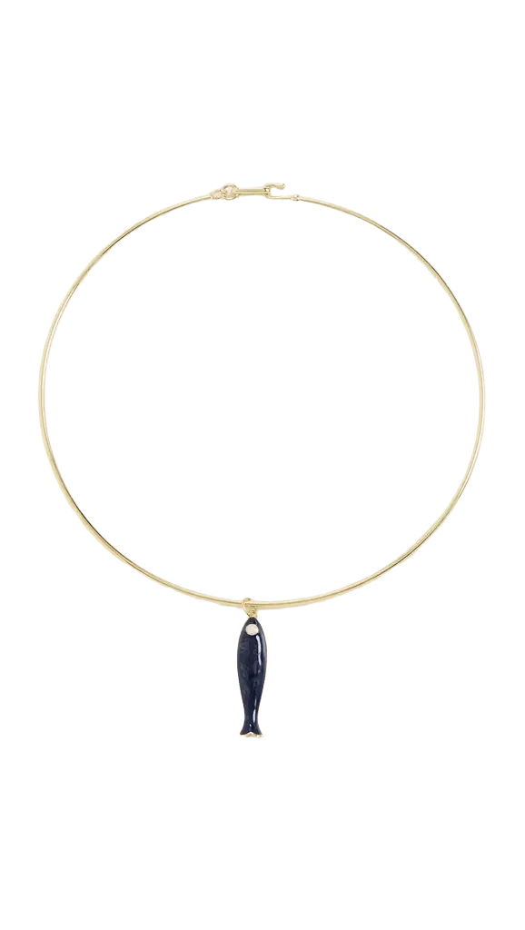 Pearl Eye Enamel Fish Wire Choker