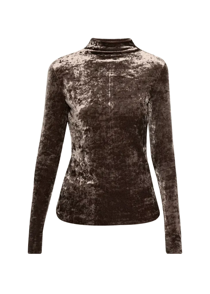Ilene Velour Mockneck Top