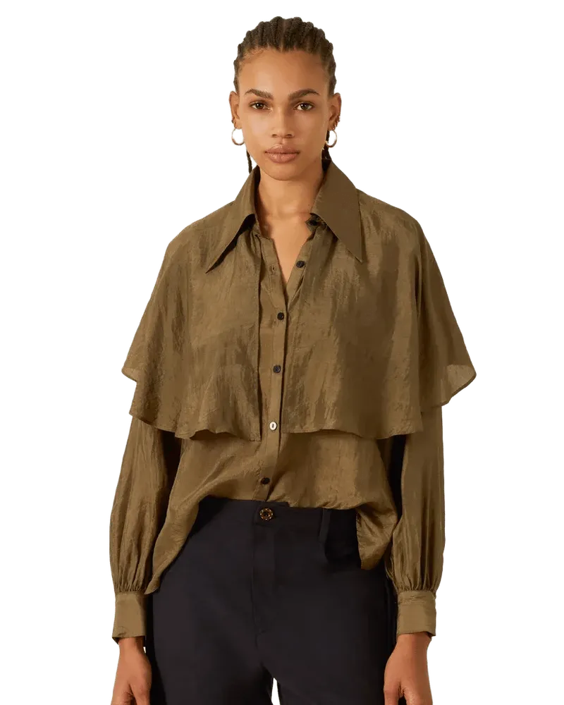 Eleanor Olive Silk Shirt
