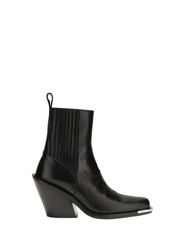 Rabanne Leather Cowboy Cowboy Boot — Black
