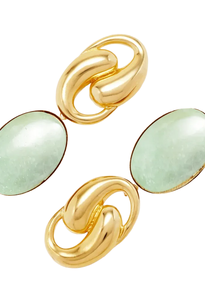 Knot oval clips - Gold & Light Blue