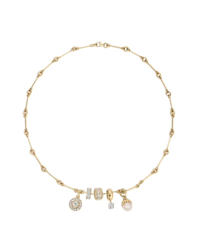 All Dressed Up Pearl + Diamond Charm Necklace