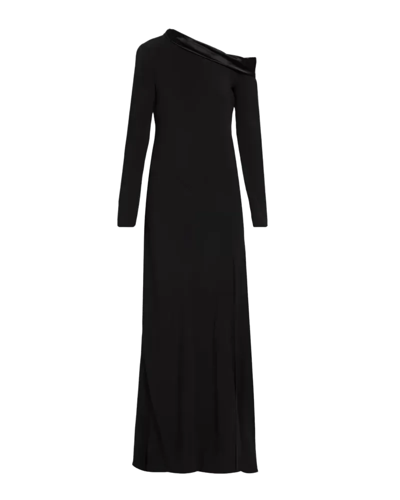 Draped Off-The-Shoulder Long-Sleeve Slit Maxi Dress