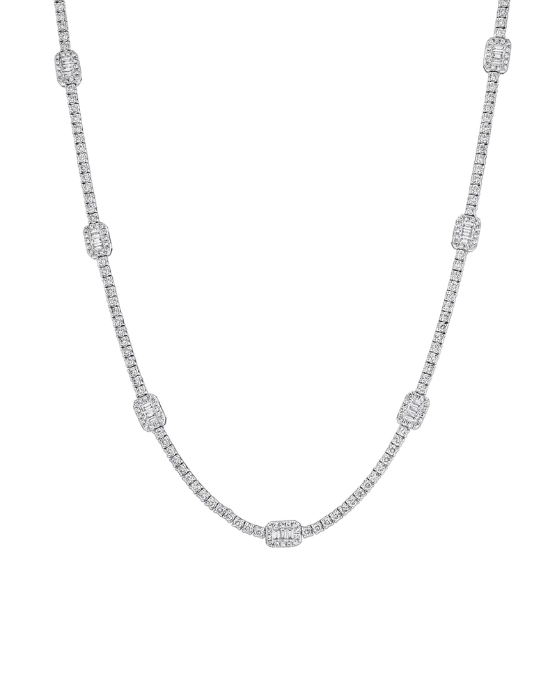 Lab Diamond Pavé Baguette Tennis Necklace