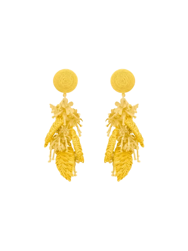 Raffia Tassel Bouquet Clip-On Earrings