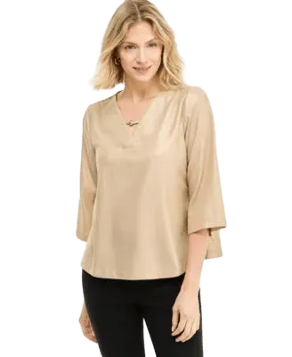 Women's Flutter-Sleeve Metallic-Threaded Top, Macy's Exclusive