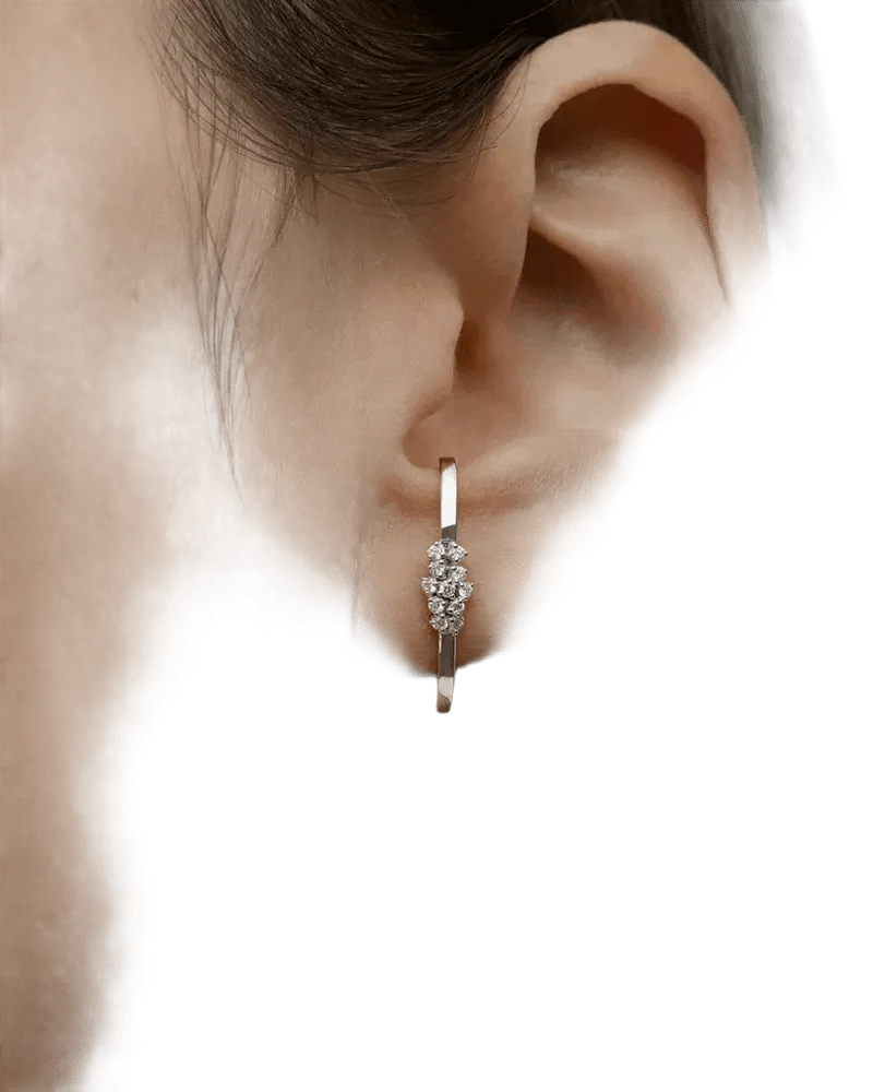 Lyra Huggie Earrings in White Gold