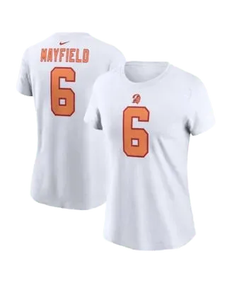 Women's Baker Mayfield White Tampa Bay Buccaneers Name and Number T-Shirt
