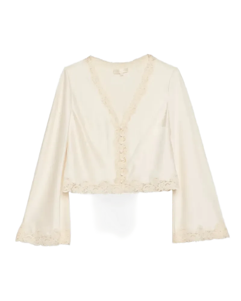 Fioretta Lace-Trim Satin Top