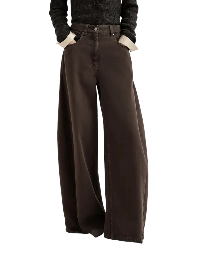 Wide trousers with monili