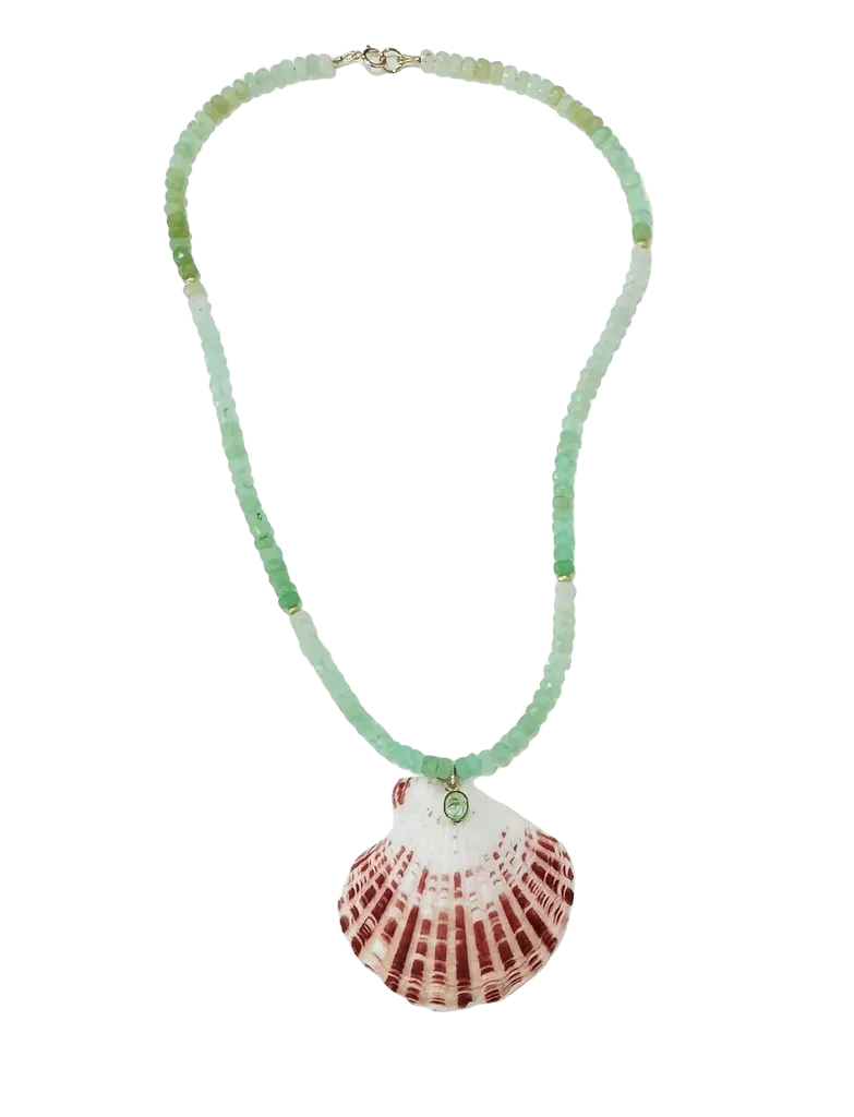 Chrysoprase Necklace with Shell Pendant