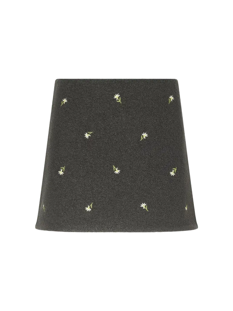 Walker floral-embroidered felted wool-fleece mini skirt