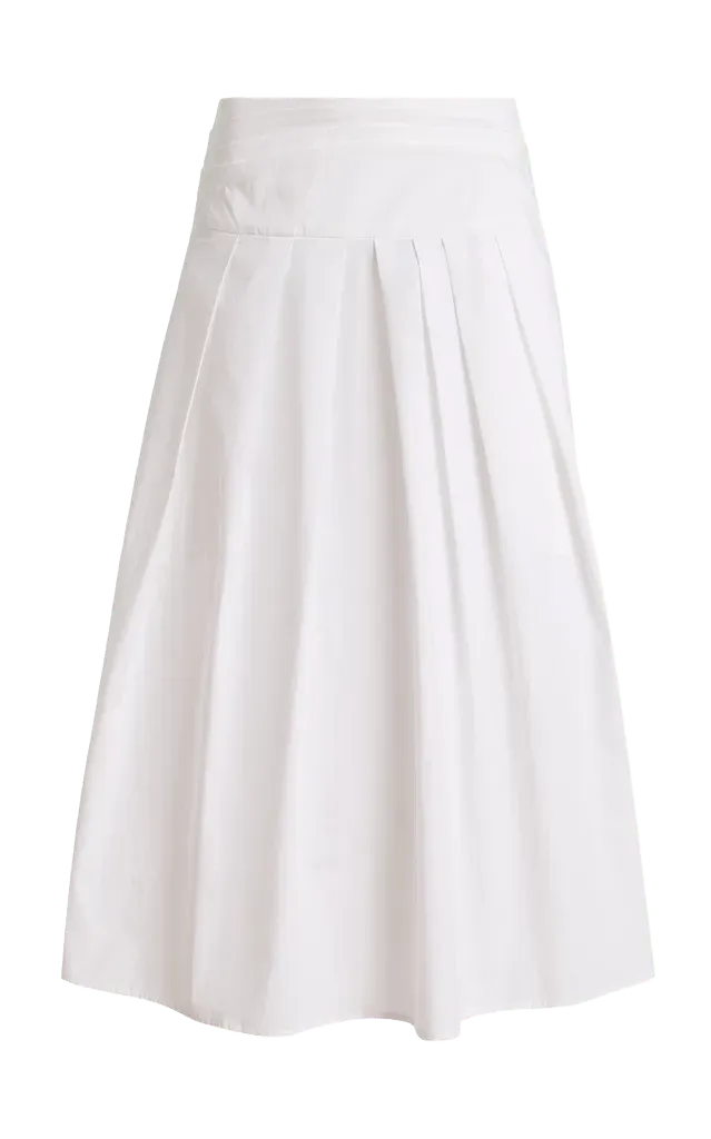Nessa Pleated Cotton Midi Skirt