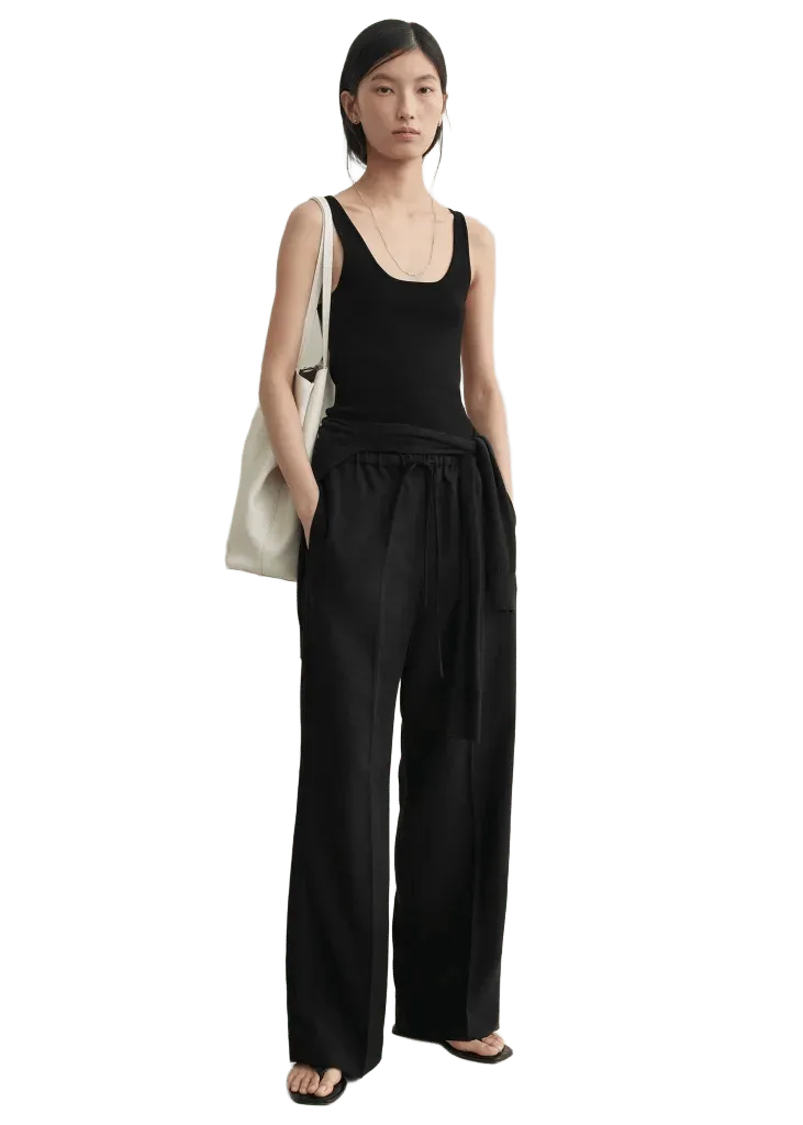Fluid drawstring trousers black