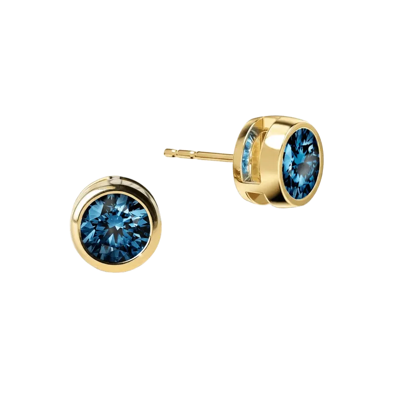 Jamestown Atlantic Blue Topaz Stud Earrings in 14k Gold (December)