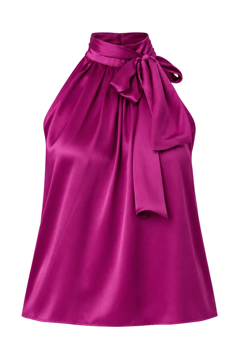 Studio Collection Bow Halter Top in Silk