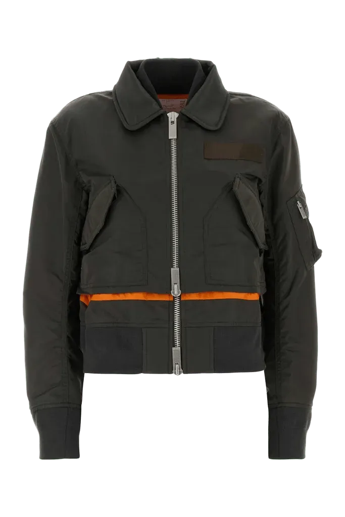 Sacai Twill Bomber Jacket — Green