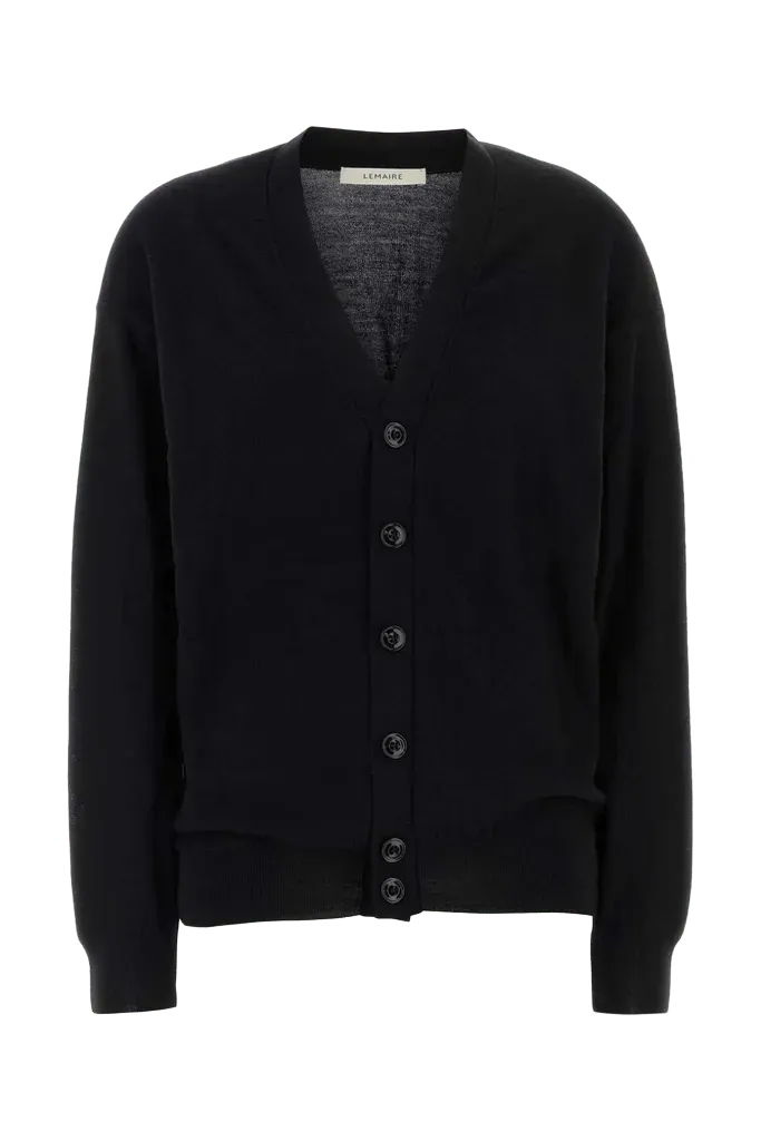 Lemaire Wool-Acrylic Knit Cardigan — Black
