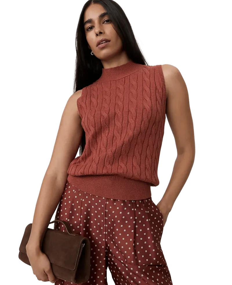 Cable Mock Neck Shell