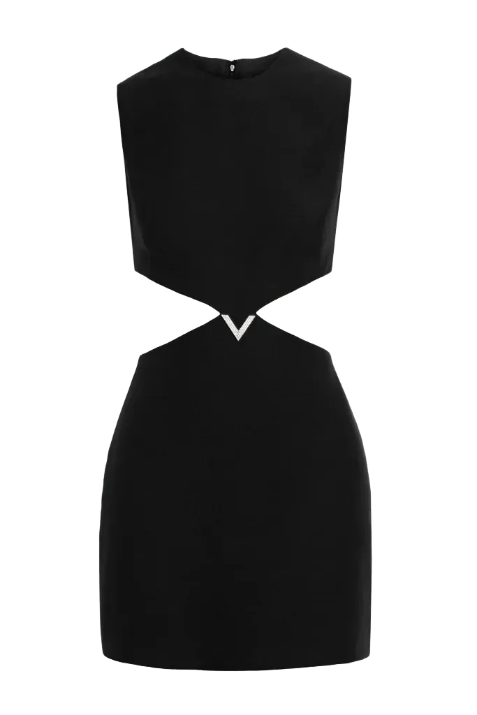 Cutout wool and silk-blend crepe mini dress