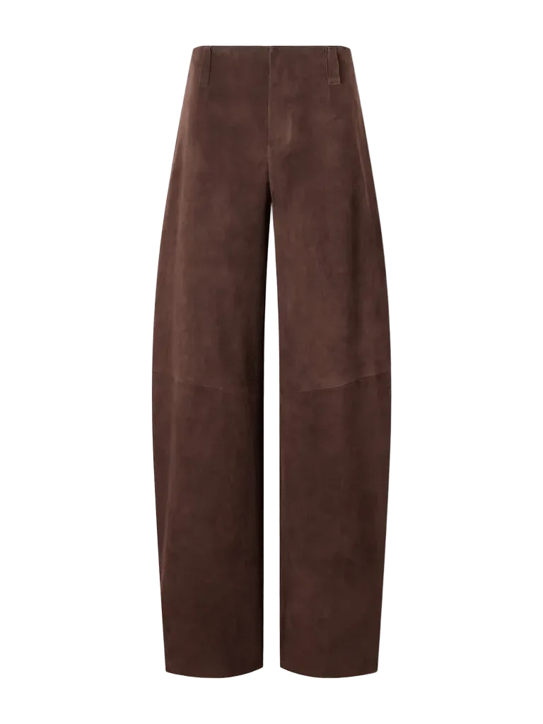 Valadon paneled suede high-waist wide-leg pants