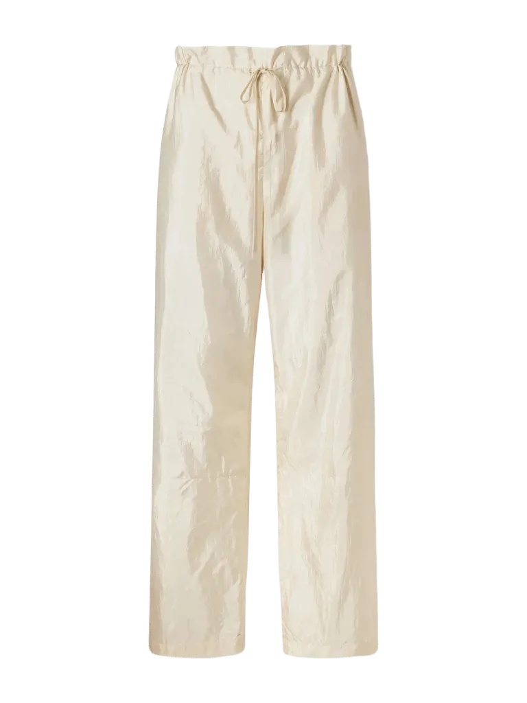 Morocco cotton and silk-blend habotai wide-leg pants