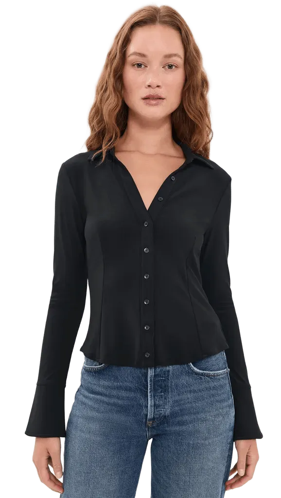 Freya Fitted Nipped Waist Button Down Top