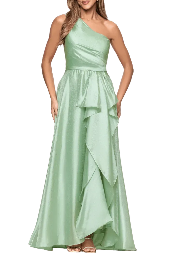 One-Shoulder Metallic Organza Gown
