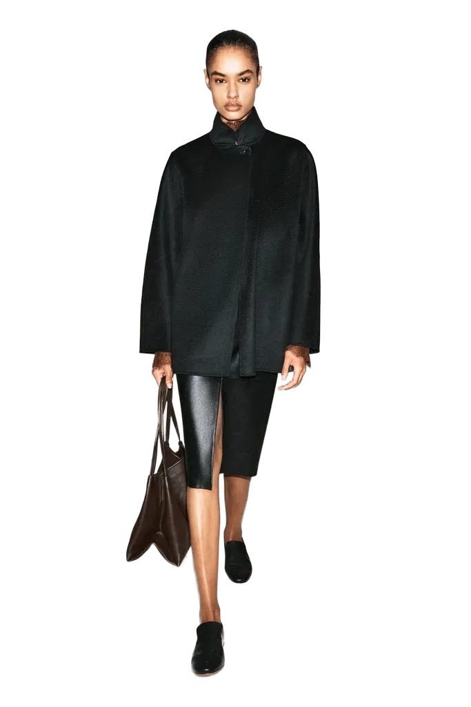 DOUBLE-FACED CASHMERE MOCK-NECK JACKET
