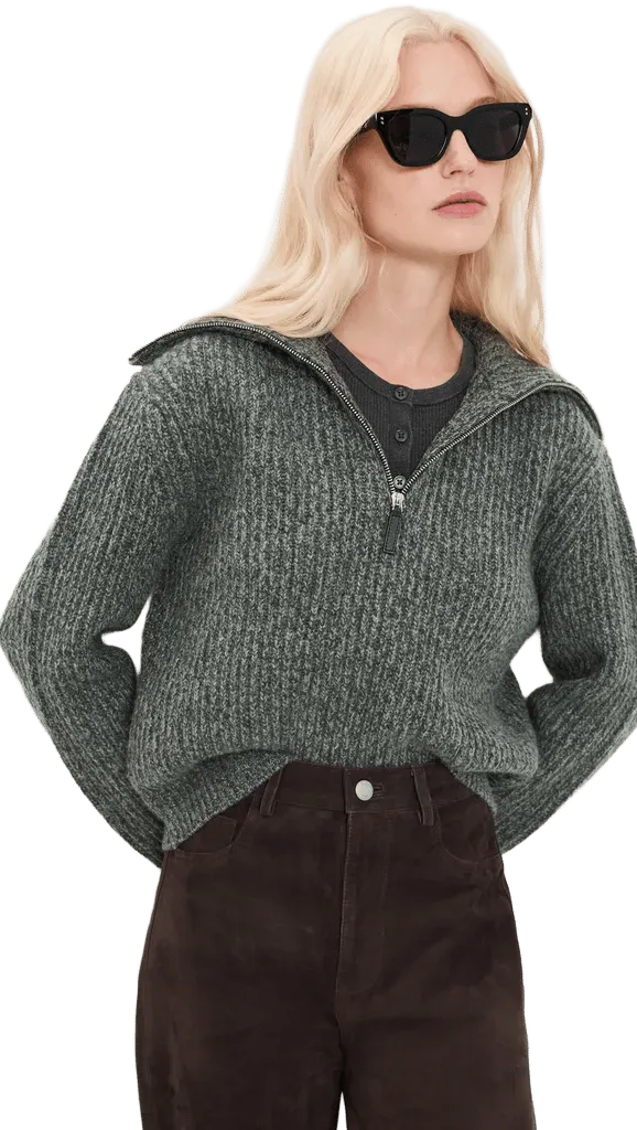 Sailor Collar Half Zip Pullover