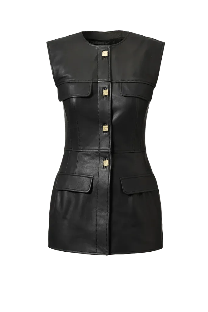 Gia Leather Top Black