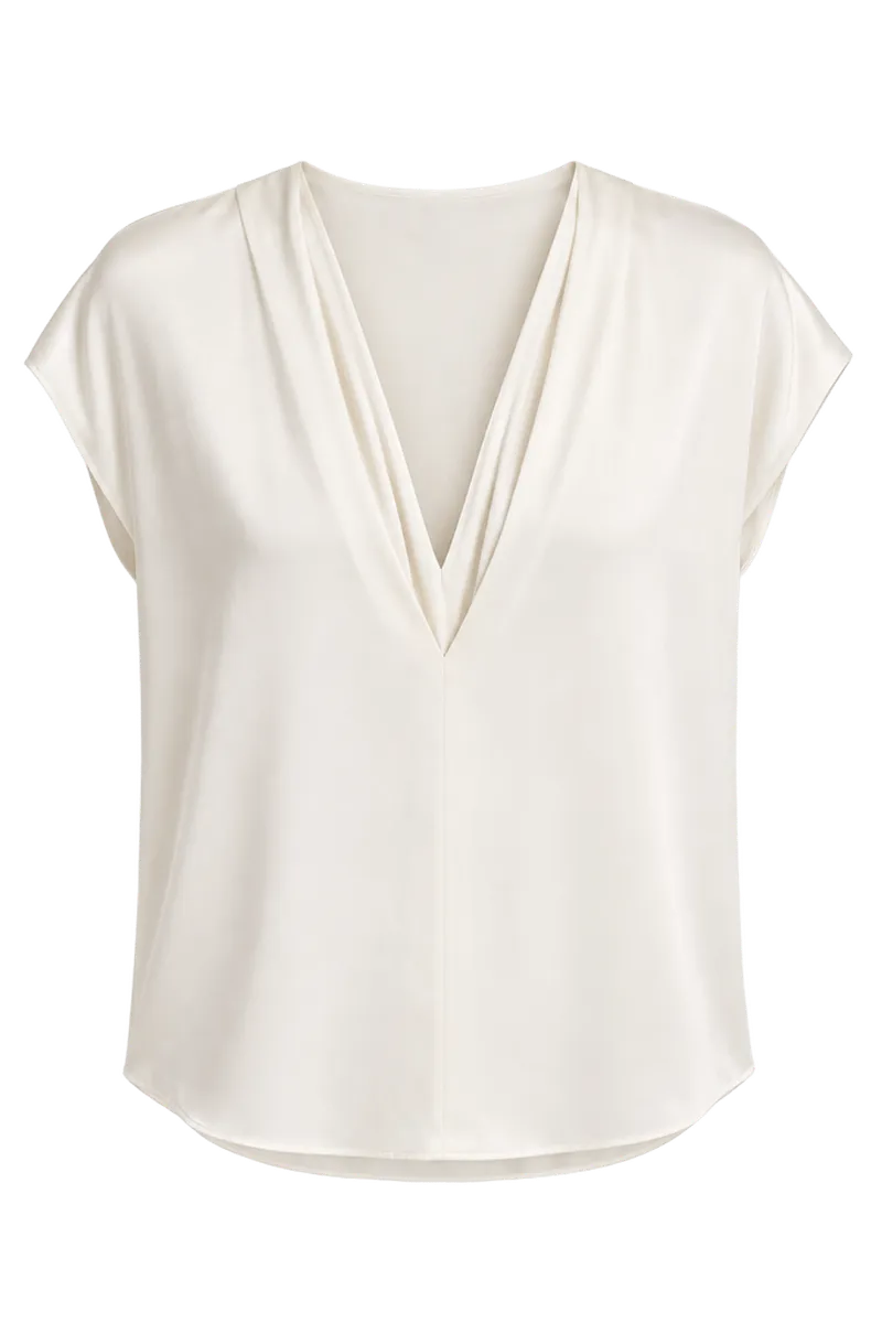 Silk-Blend Double V-Neck Top