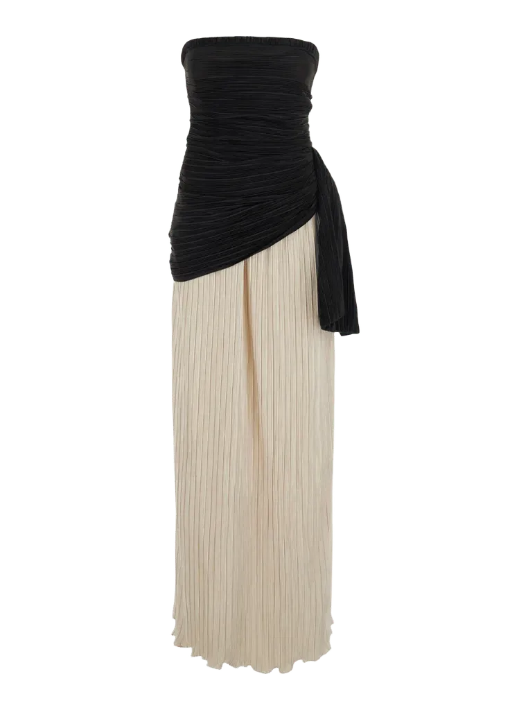 Simkhai Ruched Strapless Dress — Black