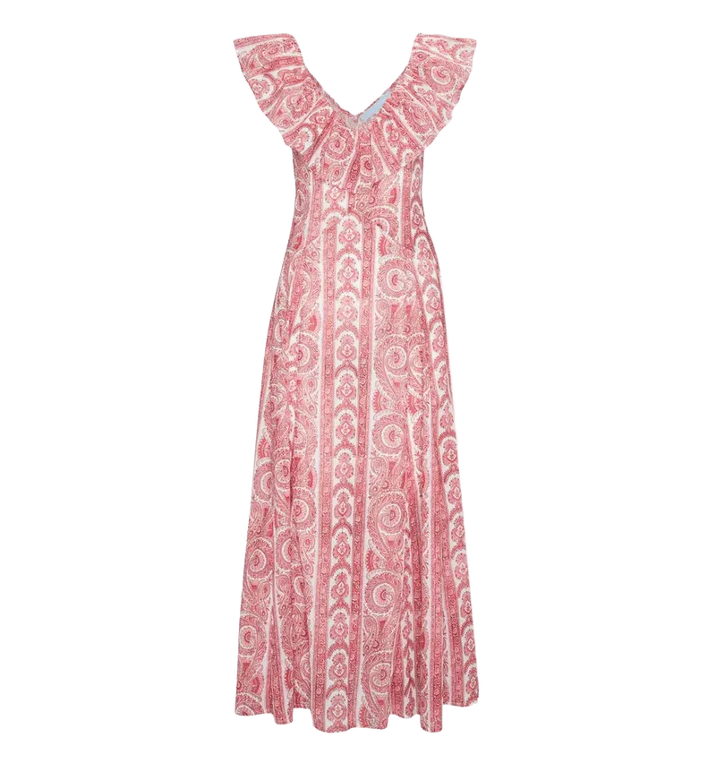 The Milani Dress in Coral Corsica Paisley