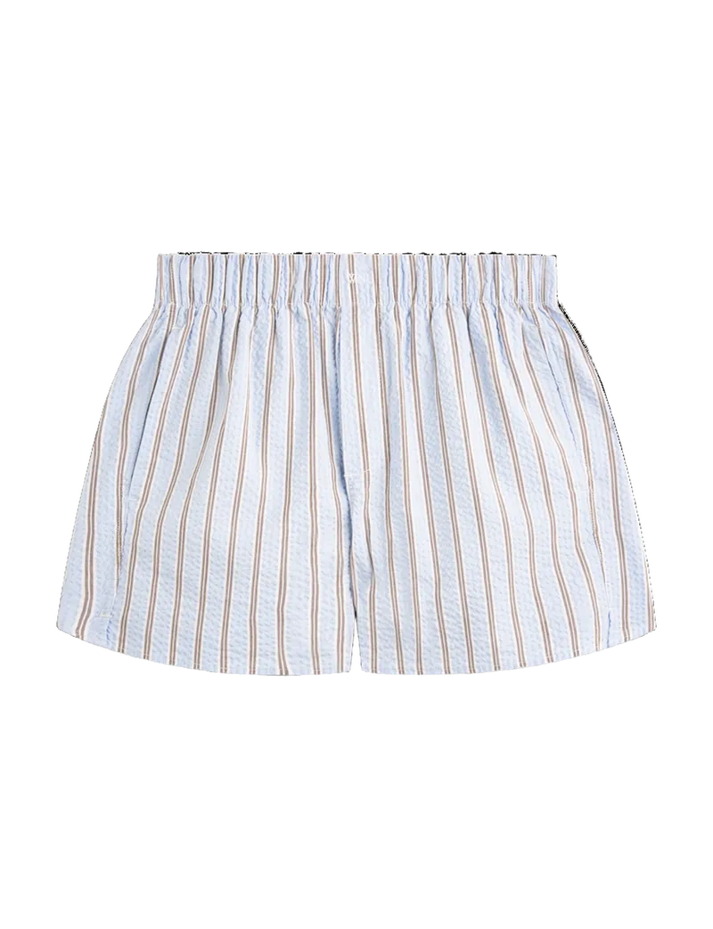 The Boxer: Seersucker, Icy Blue and Mocha Multi Stripe