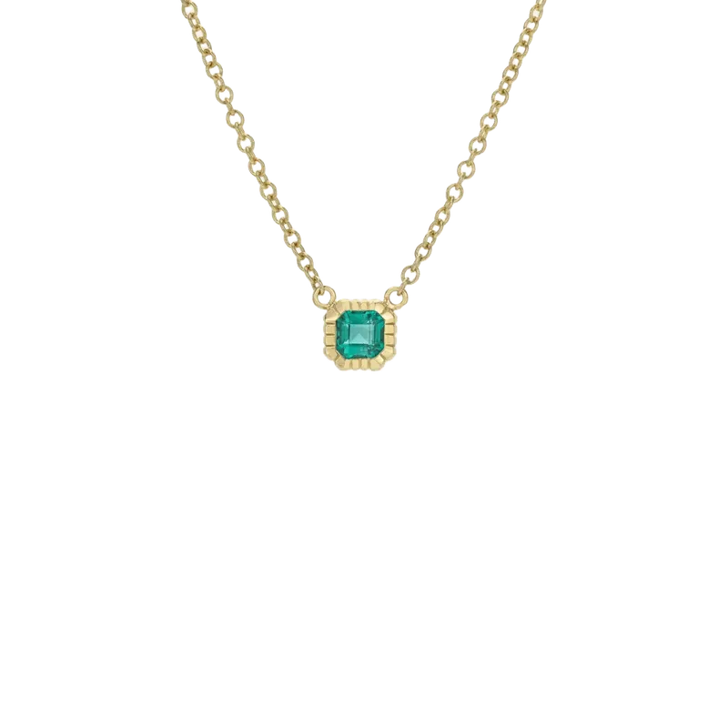 1.09ct Emerald Cut Emerald Heirloom Bezel Pendant