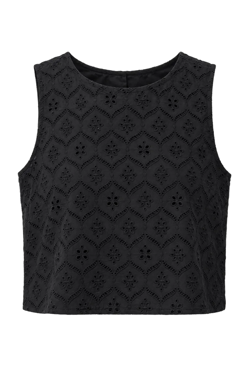 Josie Cotton Eyelet Tank - Black Lyra Eyelet