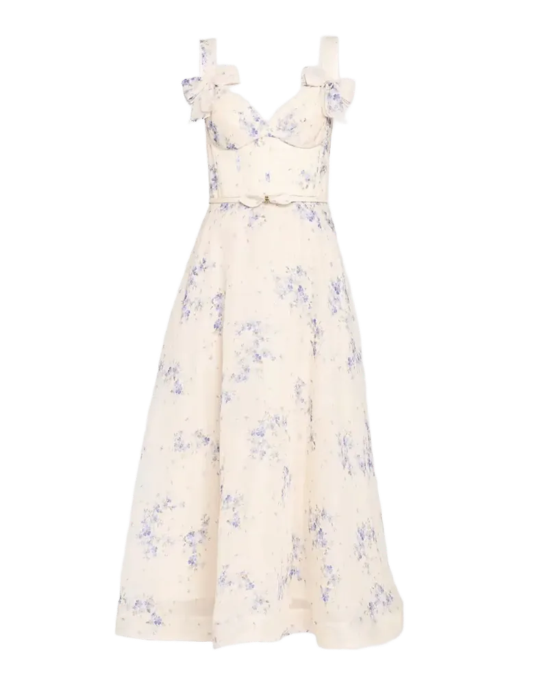 Clash Print Bow Midi Dress