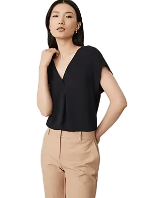 Mixed Media Pleat Front Top