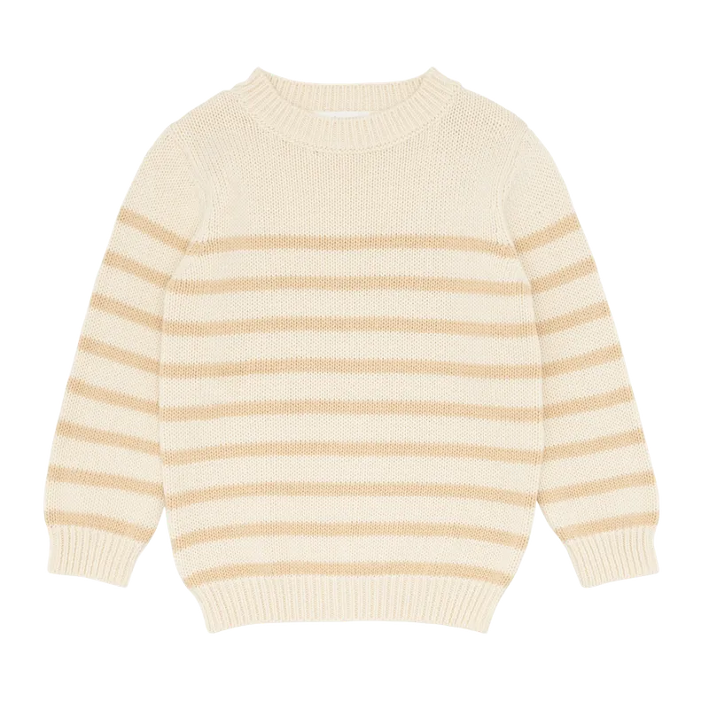 unisex cream and tan stripe knit sweater