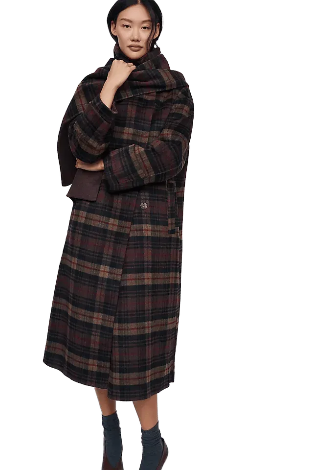 By Anthropologie Wool Blend Funnel Neck Coat