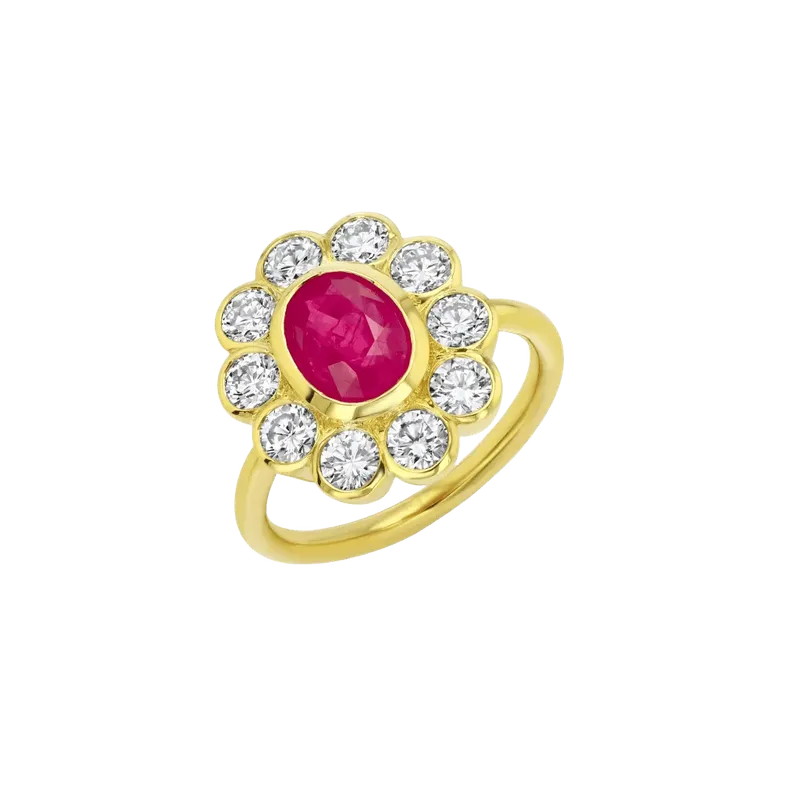 1.40ct Ruby Flower Ring