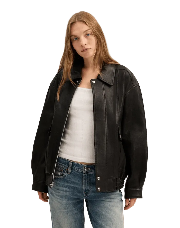 Utility Bomber Jacket in Leather