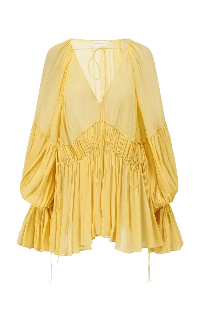 Gardenia Pleated Silk Top