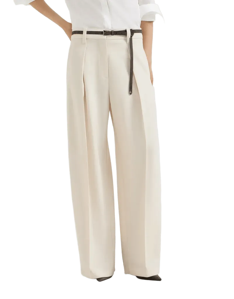 Pleated barrel trousers